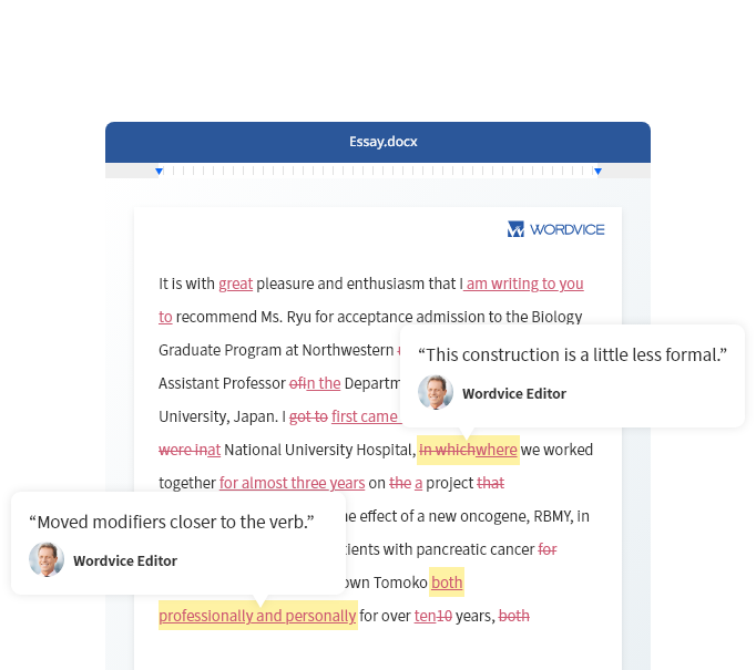 Admissions Editing Services